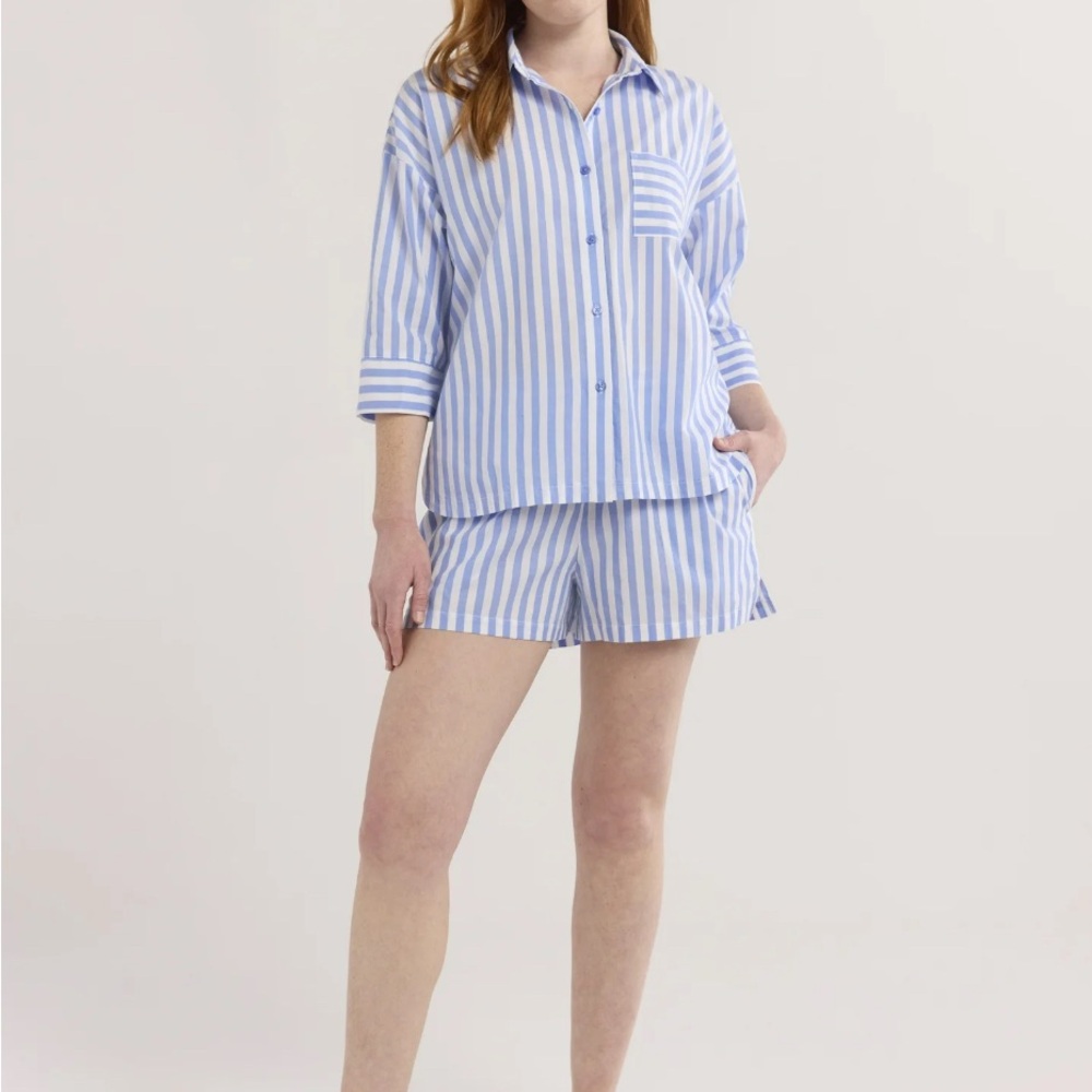 NWT Joyspun Women's Woven ¾ Sleeve and Boxer Shorts Pajama Set Size XL